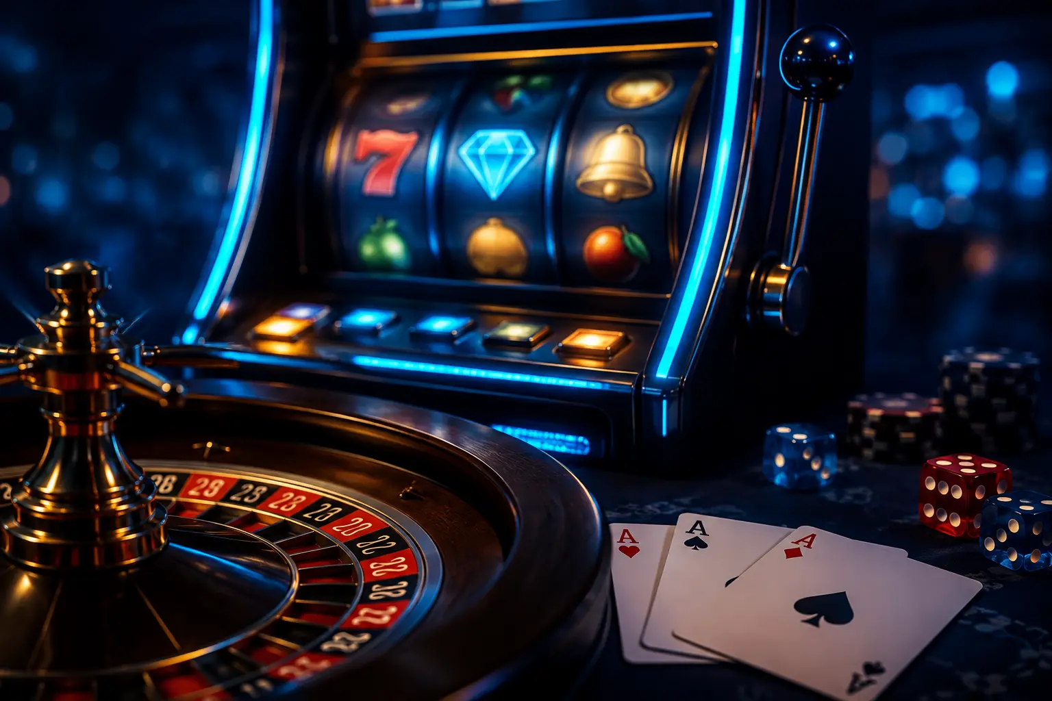 Ragam permainan slot, rolet, kartu, dan dadu